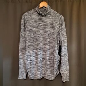 Torrid Active Gray Heather Mock Turtle Neck Ruched Activewear Top Size 1X NWT